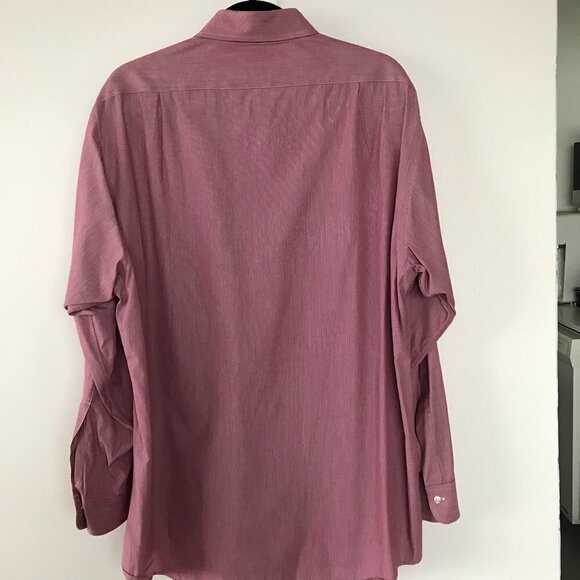 Brooks Brothers Men's Raspberry Red Fine Striped Shirt 100% cotton Sz 16 - 33 - Picture 2 of 15